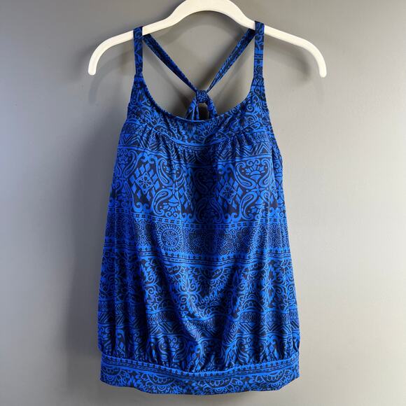 Lands’ End  Blue Razorback Bubble Tankini Swim Top Size 12 DDD - Picture 1 of 5